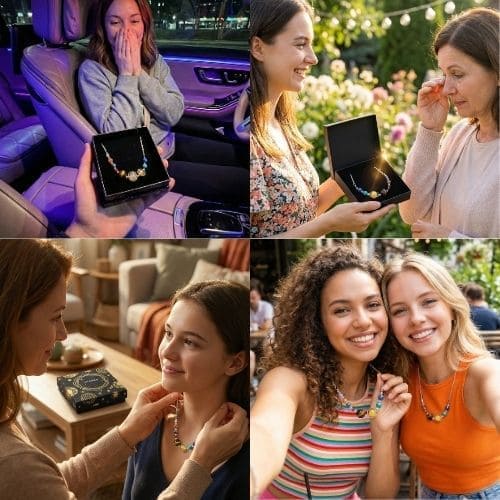 Solar System Necklace, 8 Planets, Natural Stone Beads, Universe Galaxy, Guardian, Gift - litchico